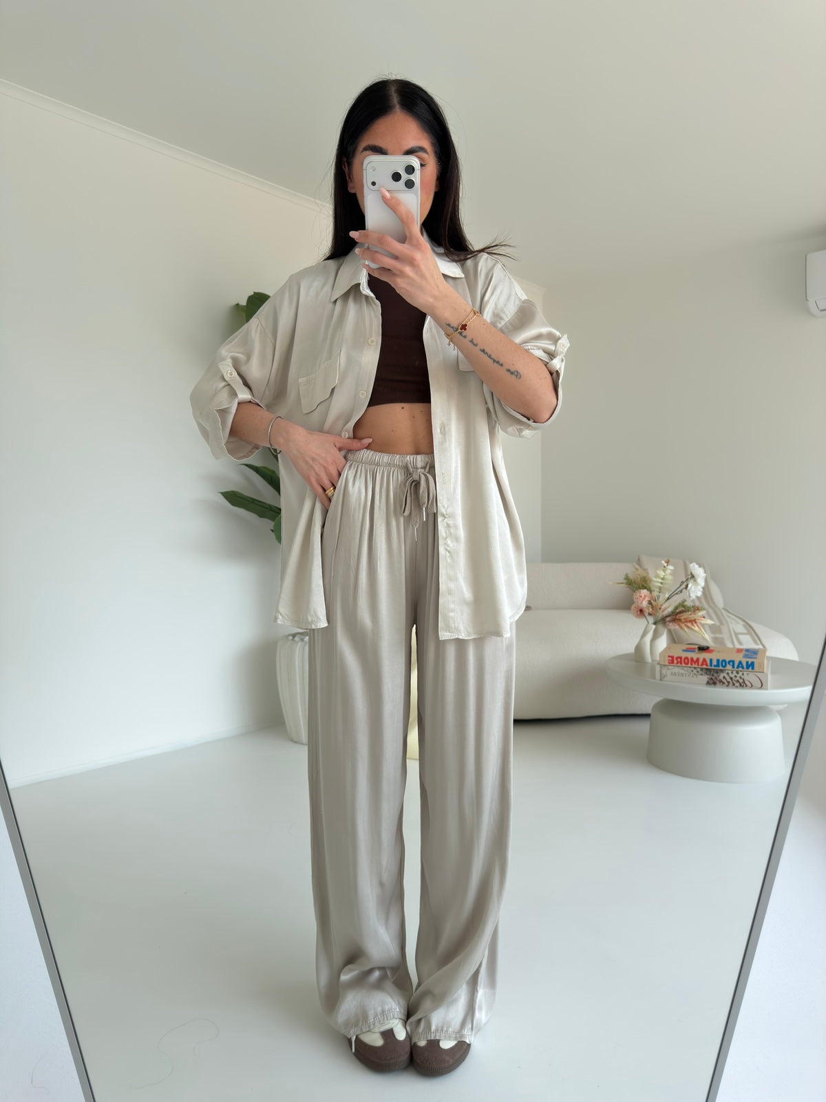 PANTALONE SATIN CHAMPAGNE