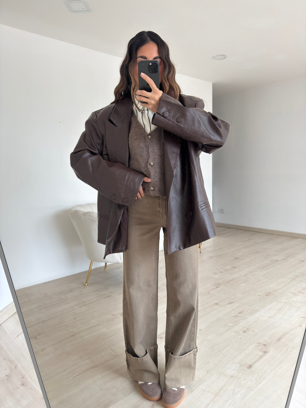 PU10523-BLAZER OVERSIZE ECOPELLE CHOCO
