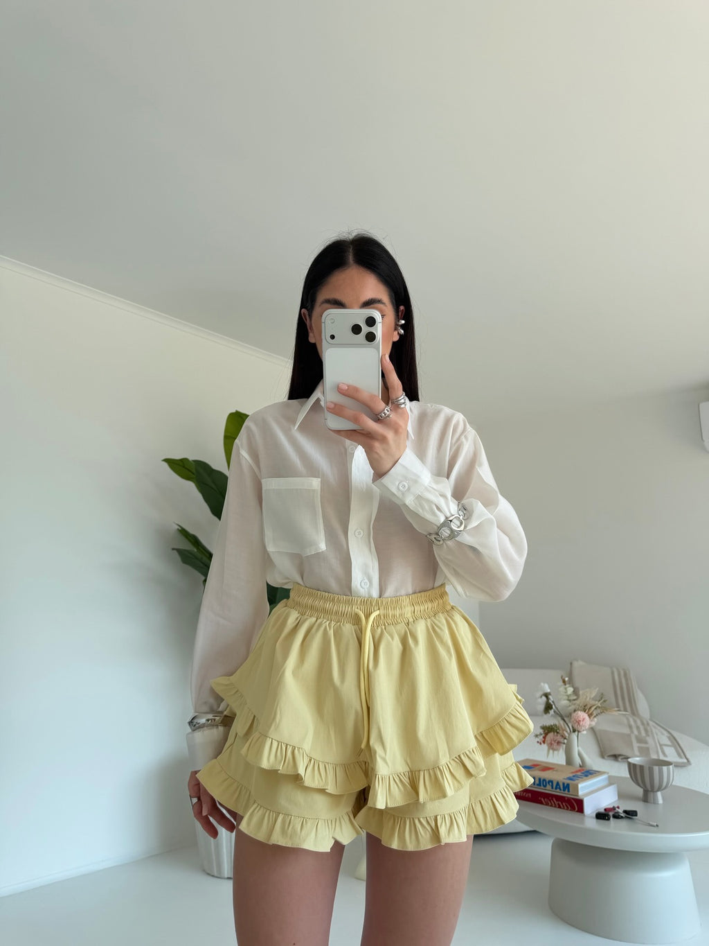 8213-MINI GONNA-SHORT BALZE YELLOW