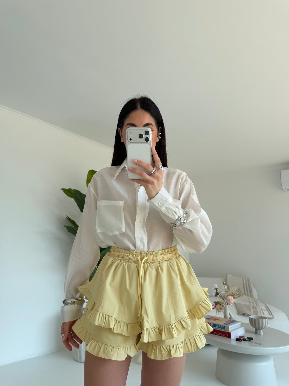 8213-MINI GONNA-SHORT BALZE YELLOW