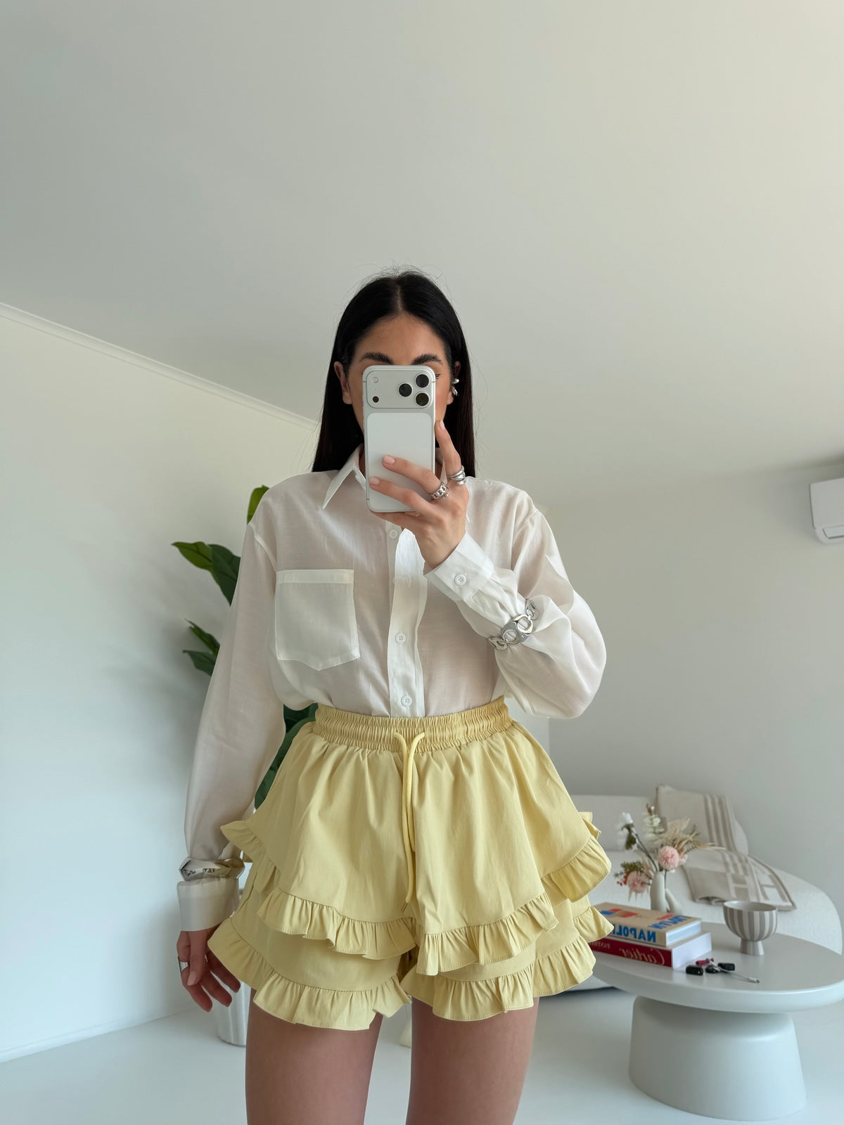 8213-MINI GONNA-SHORT BALZE YELLOW