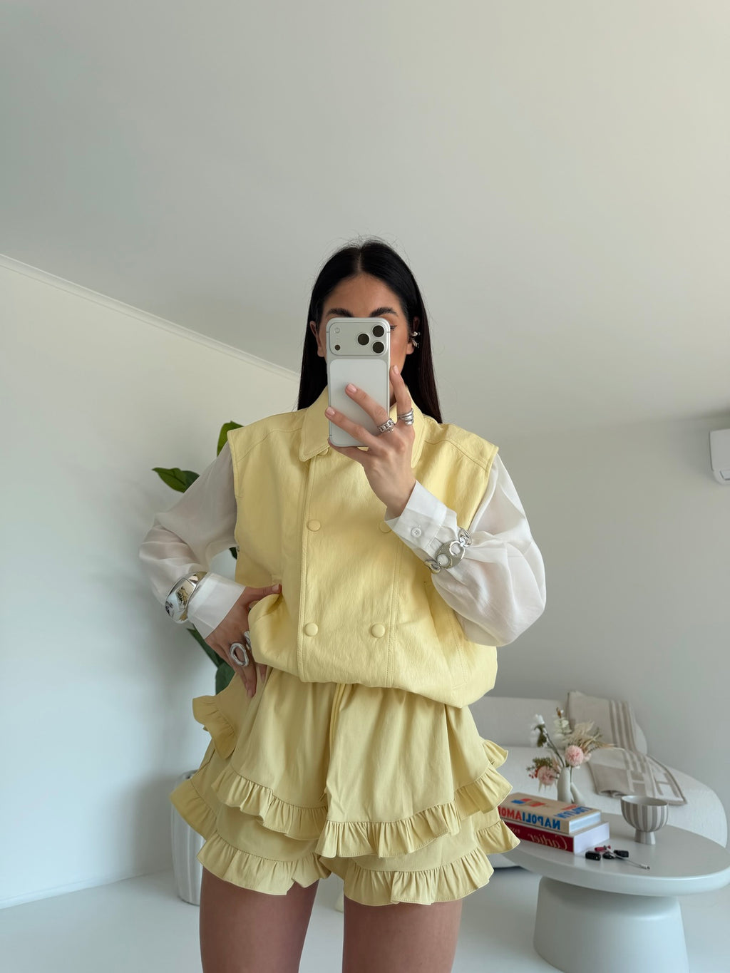 8213-MINI GONNA-SHORT BALZE YELLOW