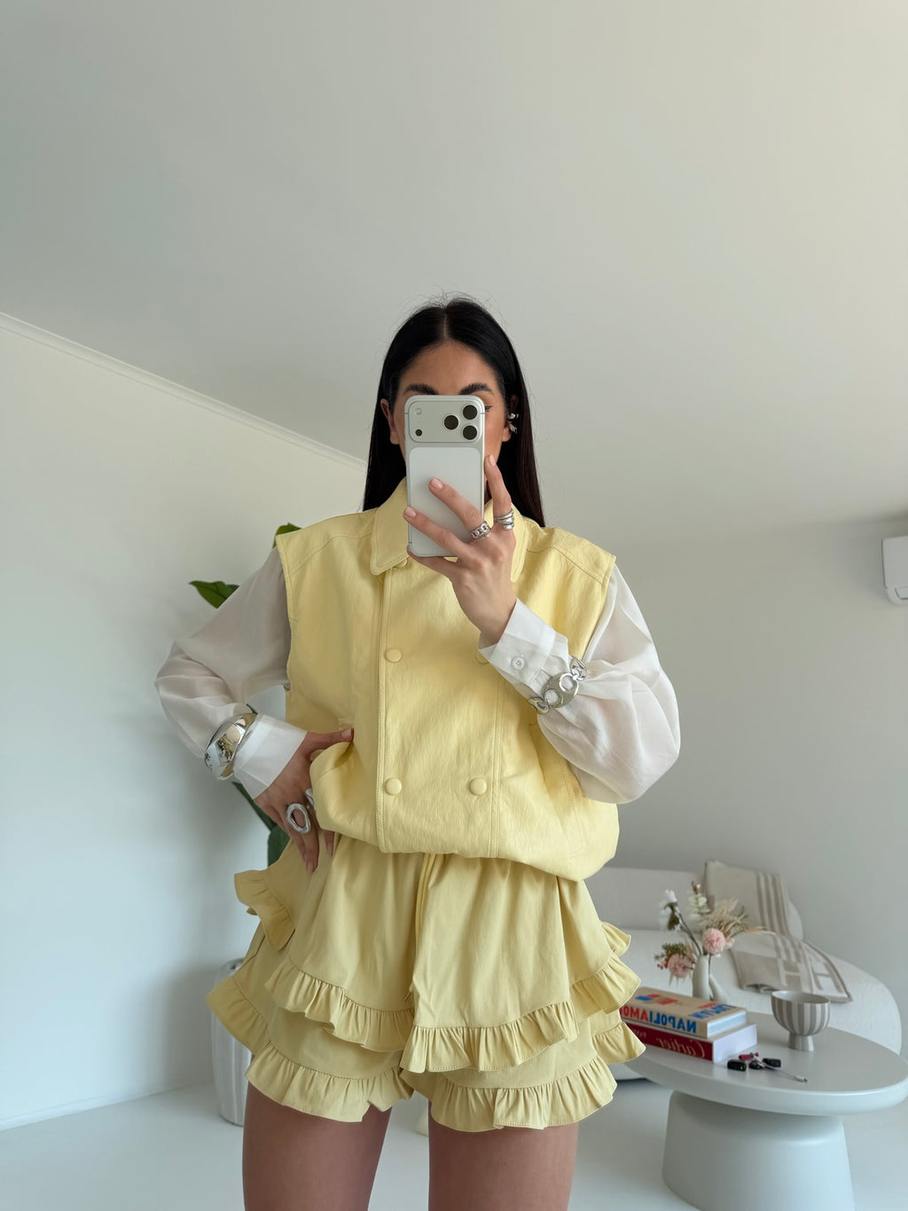 8213-MINI GONNA-SHORT BALZE YELLOW