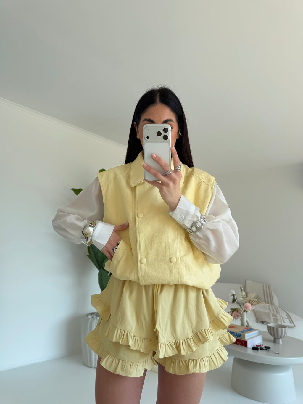 8213-MINI GONNA-SHORT BALZE YELLOW