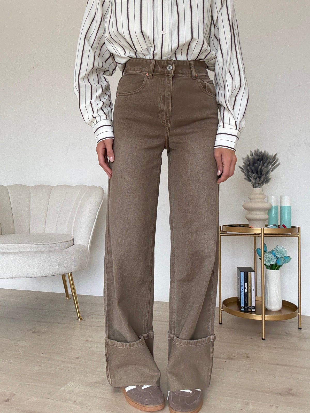 H3921-1-JEANS PIEGONE TAUPE