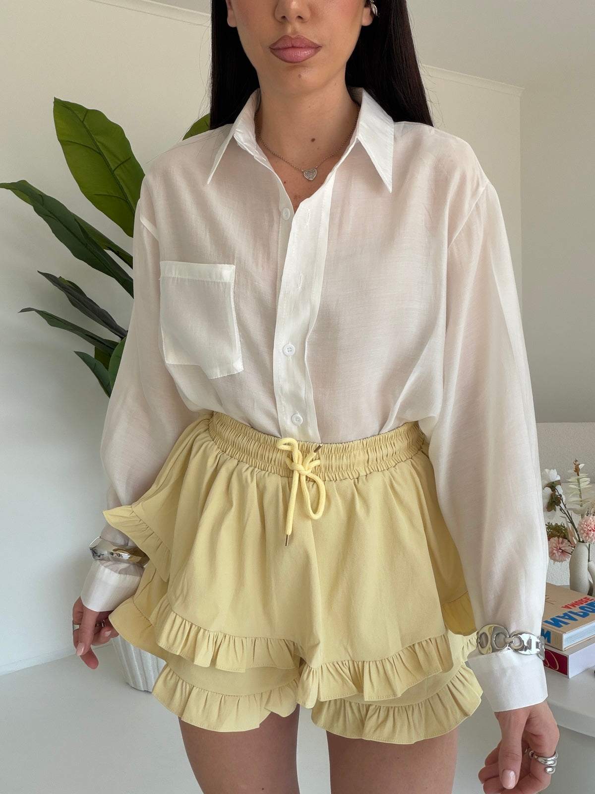 8213-MINI GONNA-SHORT BALZE YELLOW