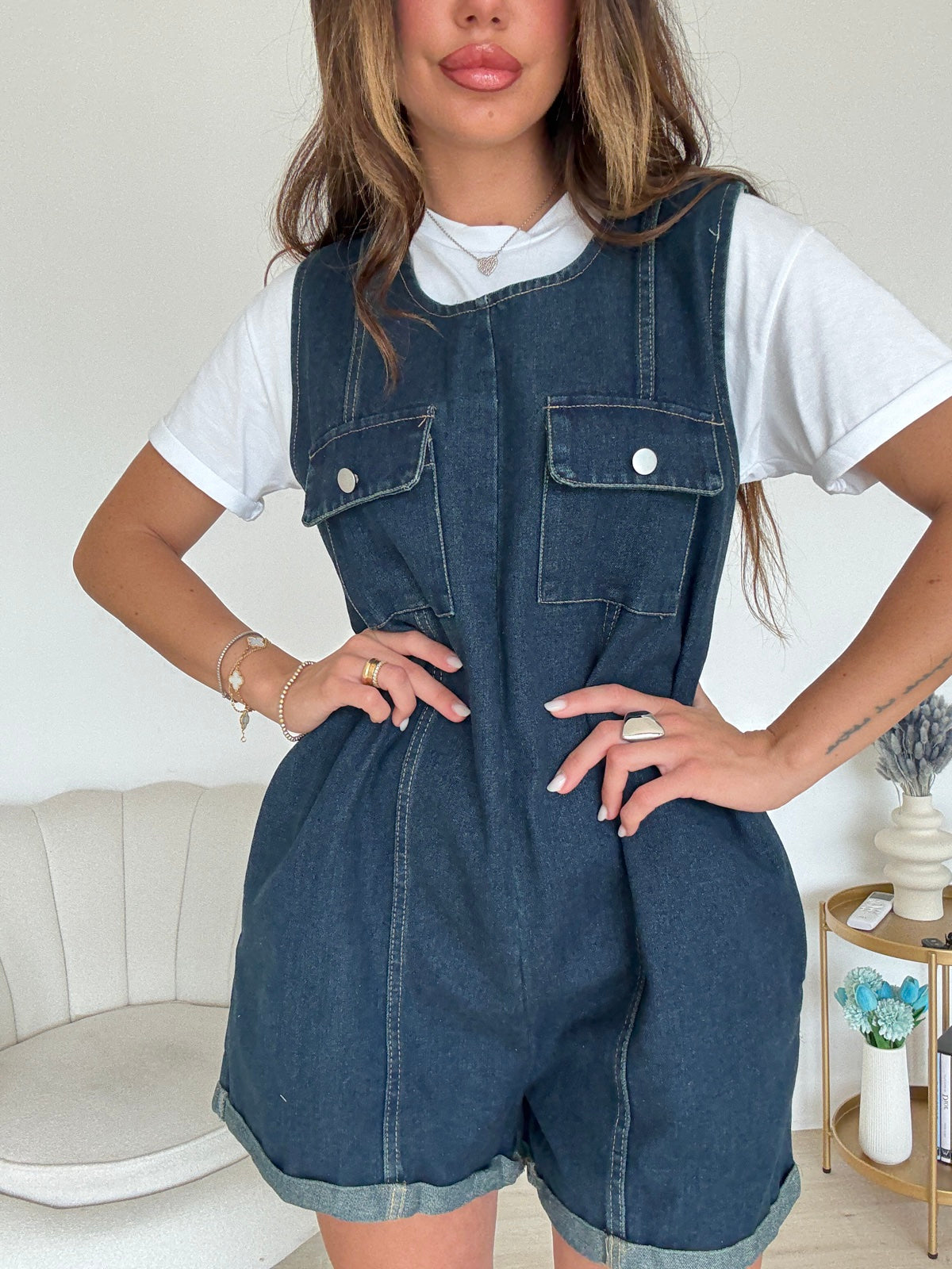 2561-MINI JUMPSUIT IN DENIM ALLY