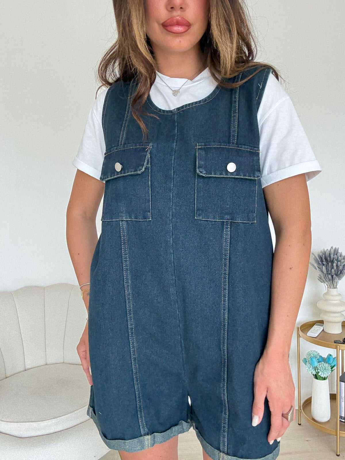 2561-MINI JUMPSUIT IN DENIM ALLY