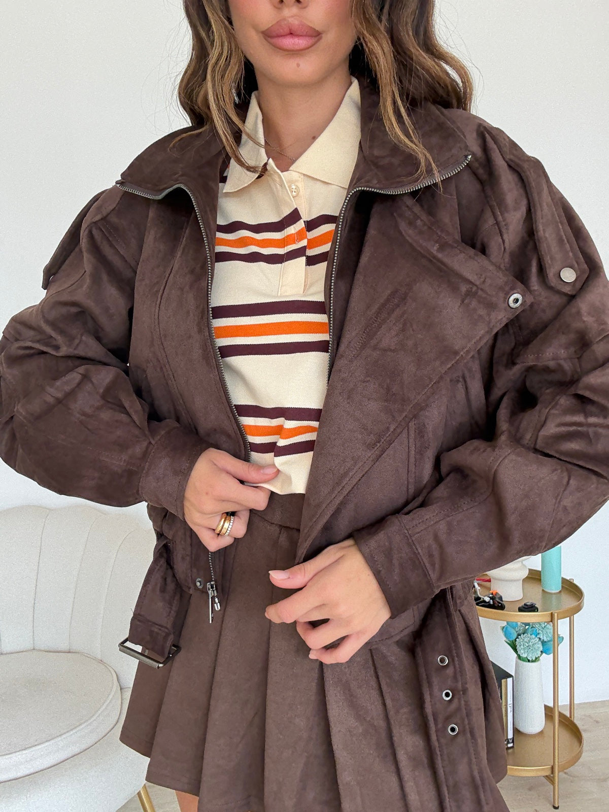 V5932-MINI GONNA PLISSE' CHOCO