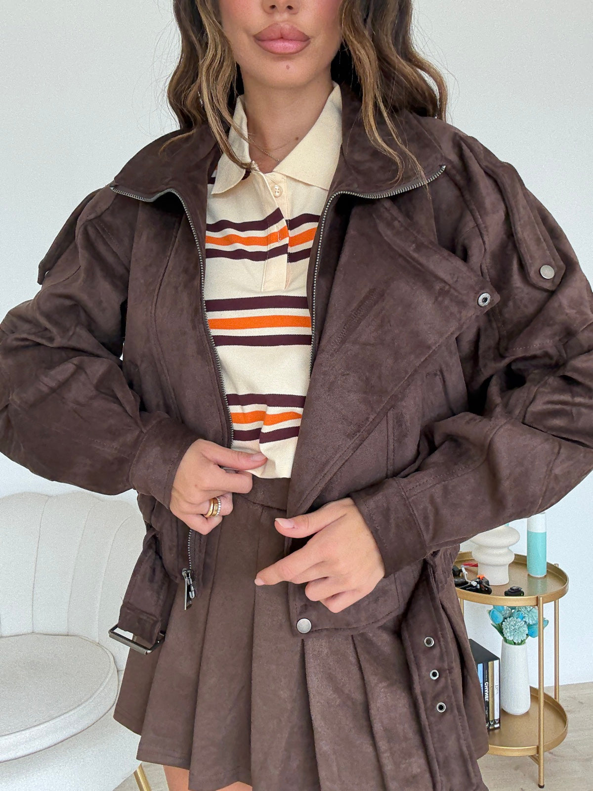 V5932-MINI GONNA PLISSE' CHOCO
