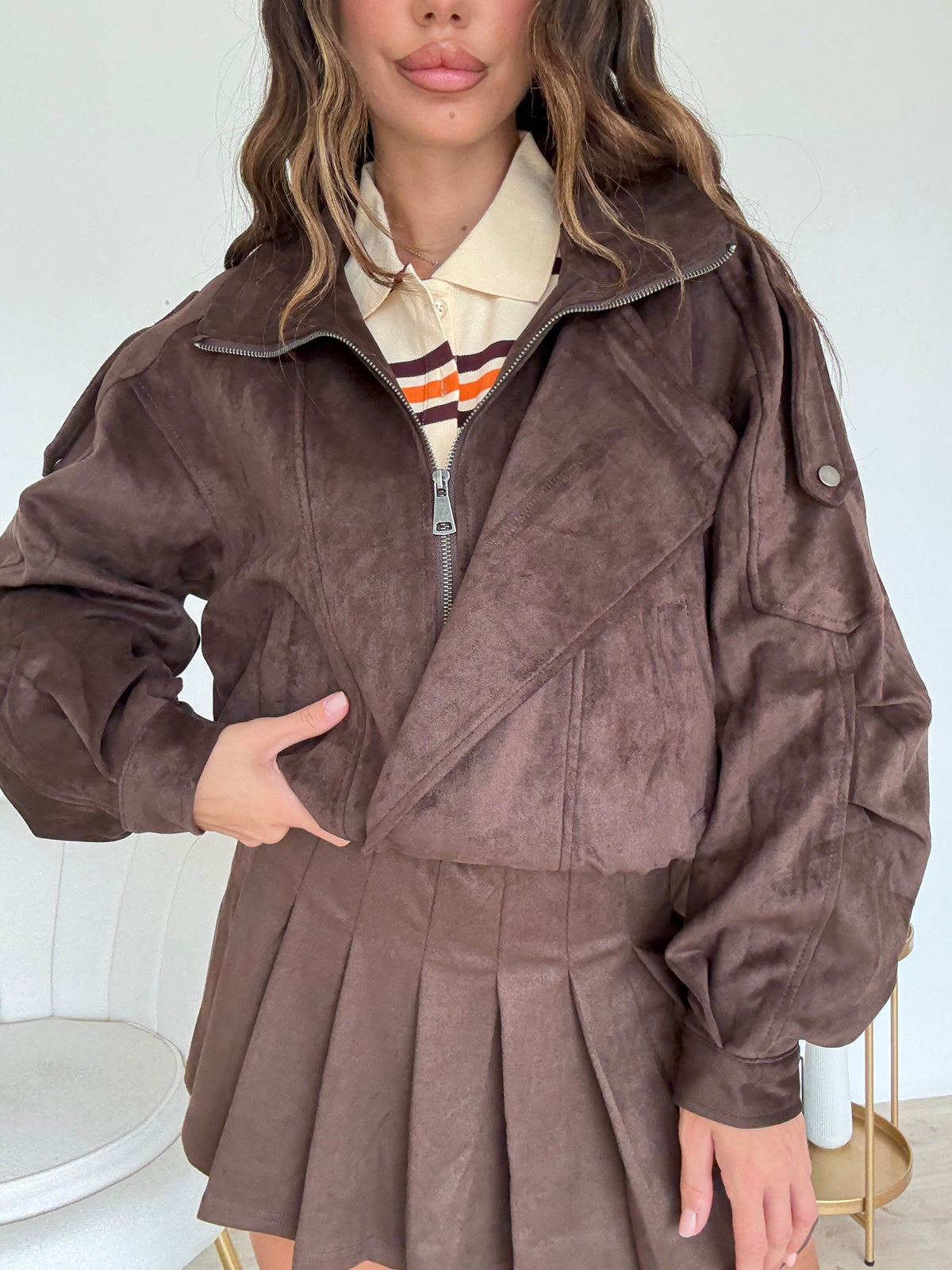 V5932-MINI GONNA PLISSE' CHOCO