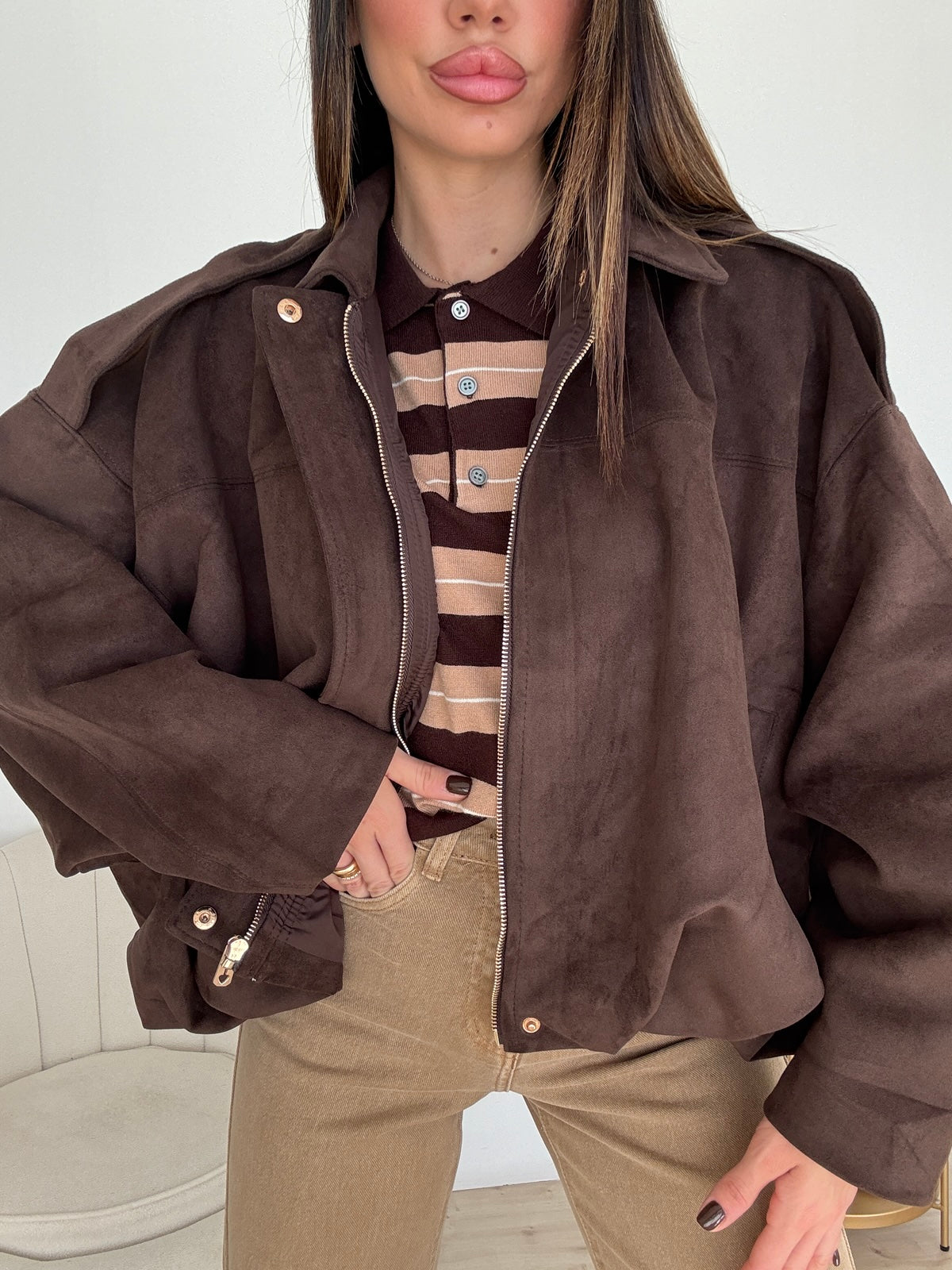 DD78A-BOMBER SUEDE ESPRESSO