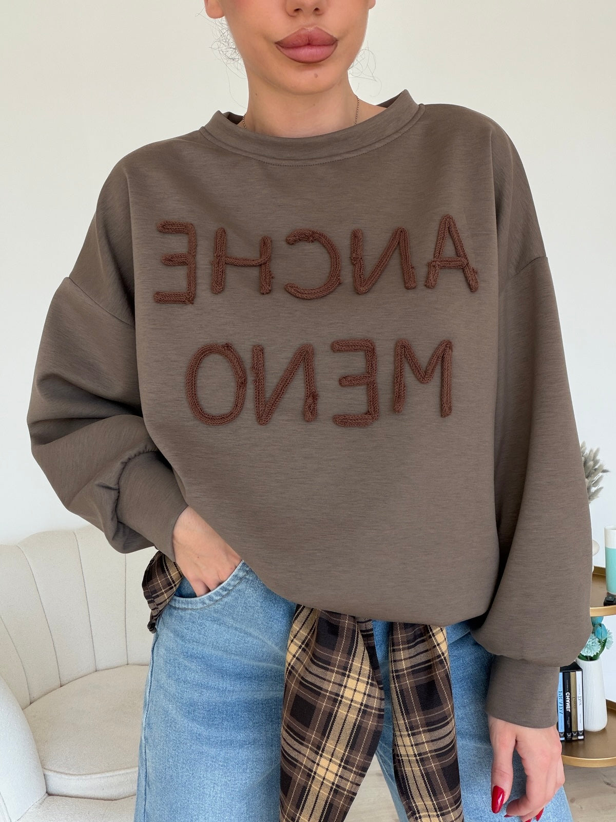 FELPA-ANCHE MENO-TAUPE