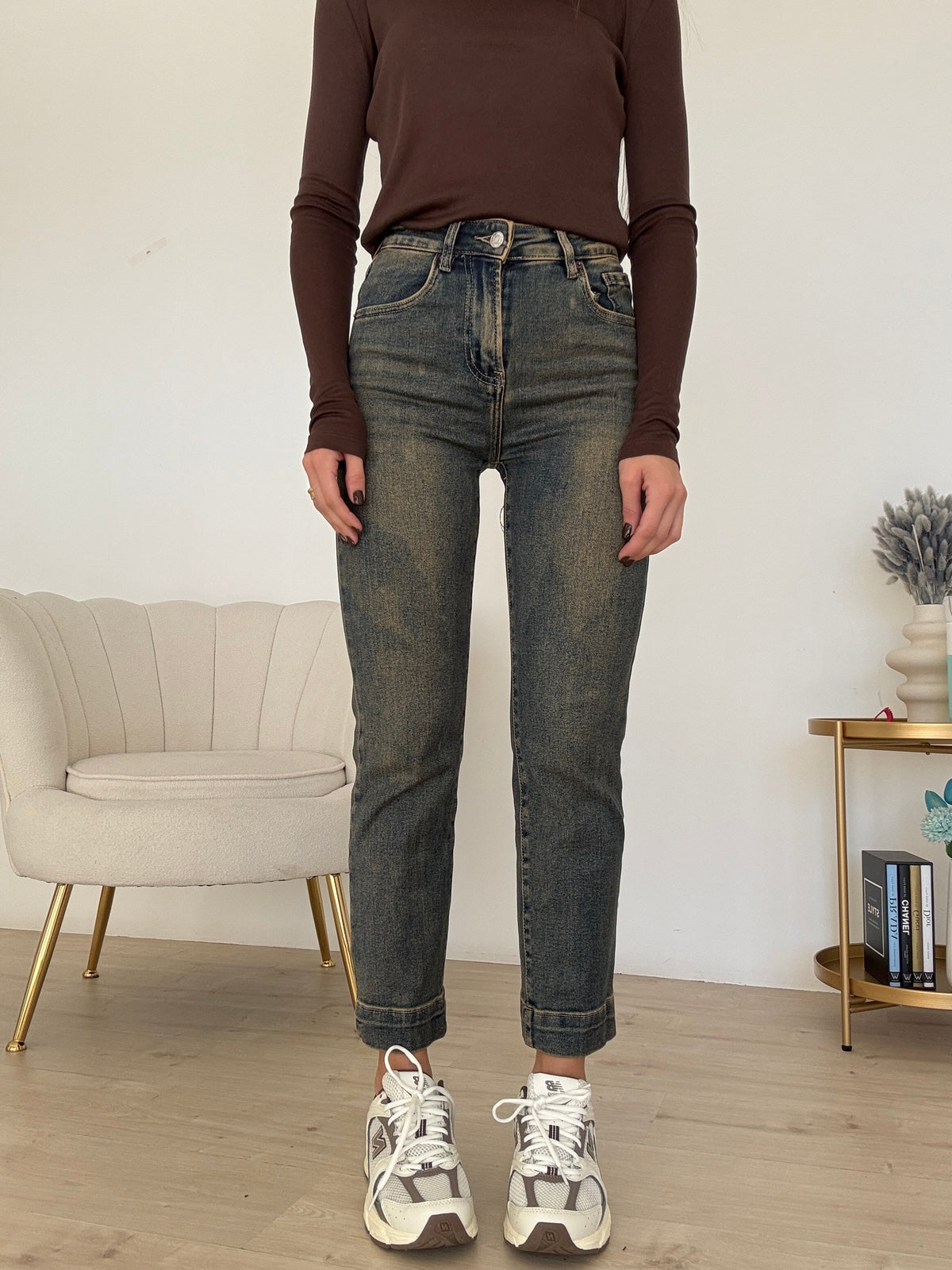 8936-JEANS MOM MELANGE