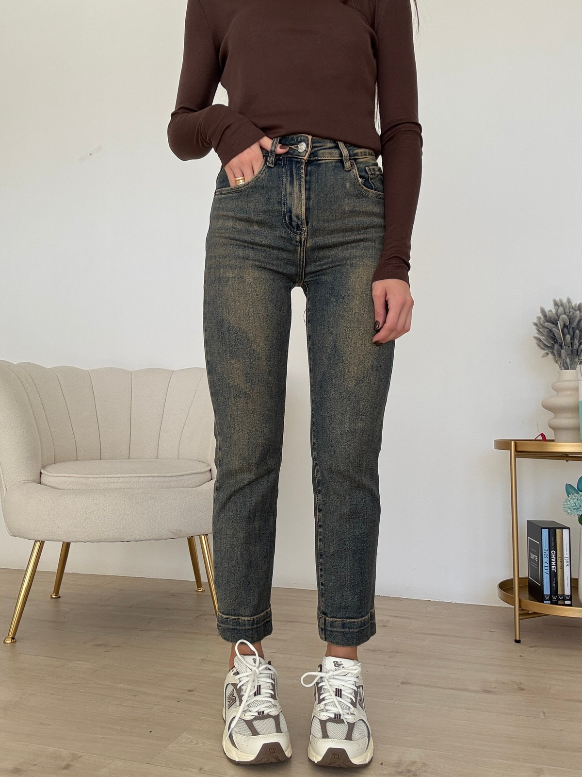 8936-JEANS MOM MELANGE