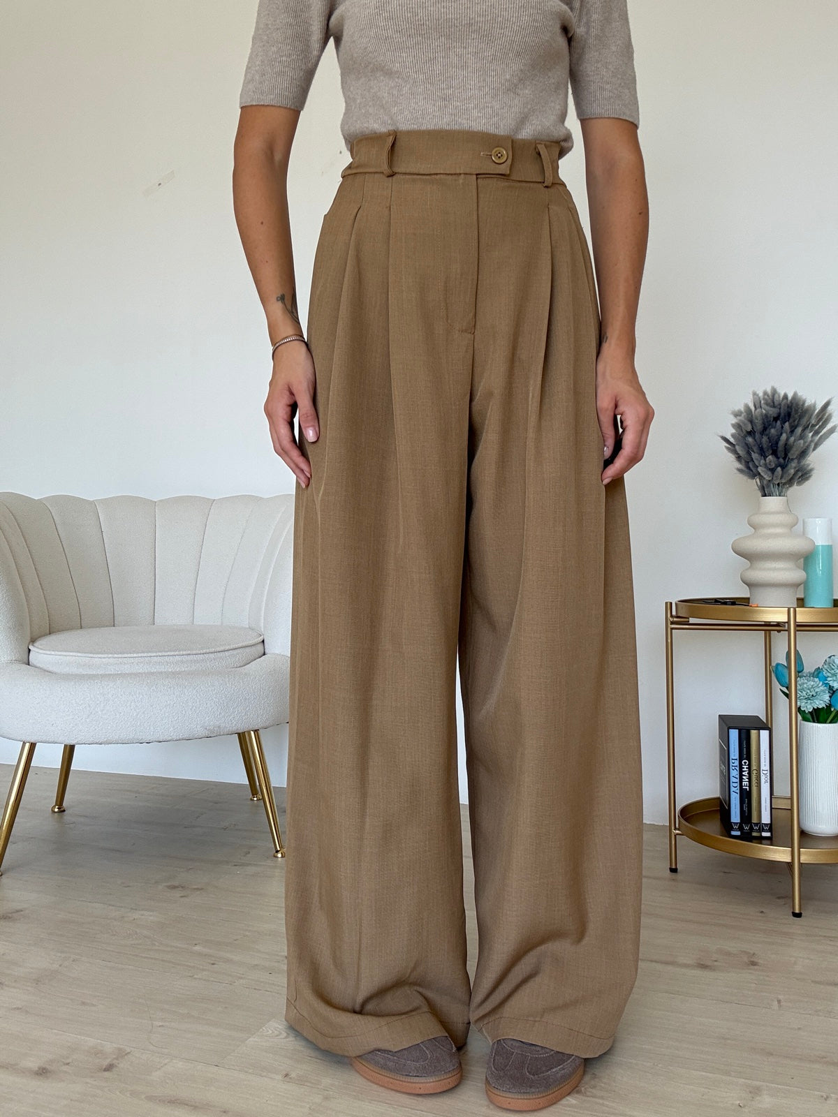 NEW PANTALONE PALAZZO BISCOTTO
