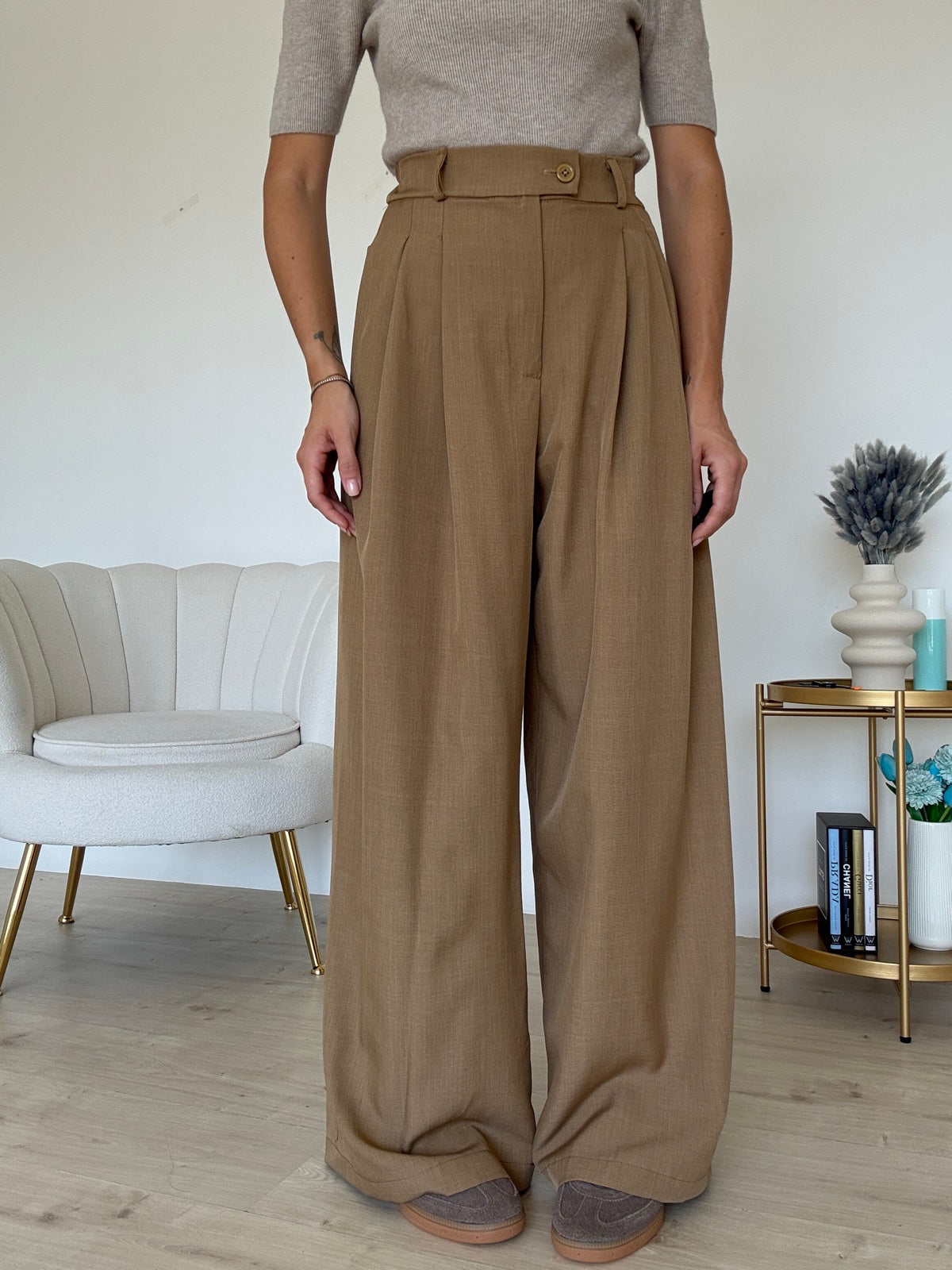 NEW PANTALONE PALAZZO BISCOTTO