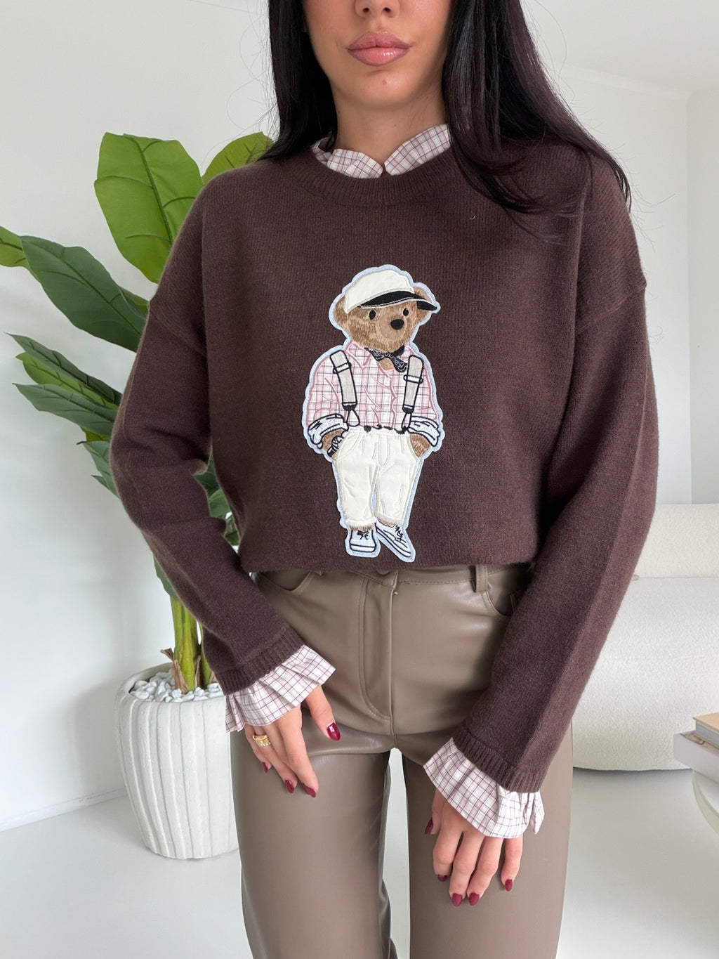HY69822-PULL TEDDY CHOCO
