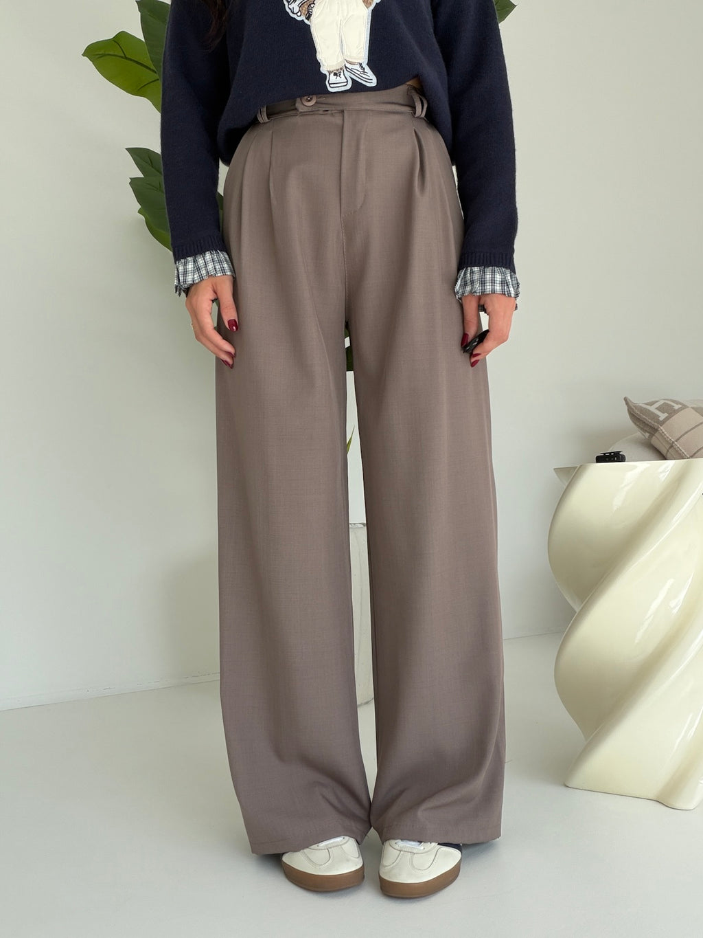 NEW PANTALONE PALAZZO TAUPE