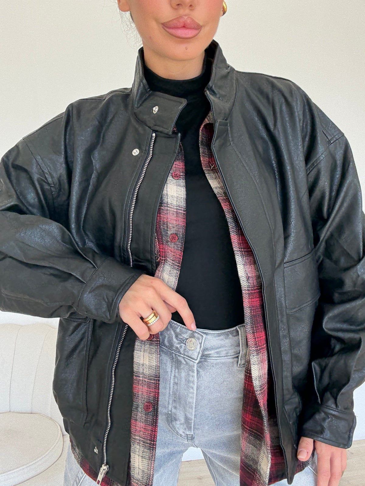 7353-BOMBER ECOPELLE NERO