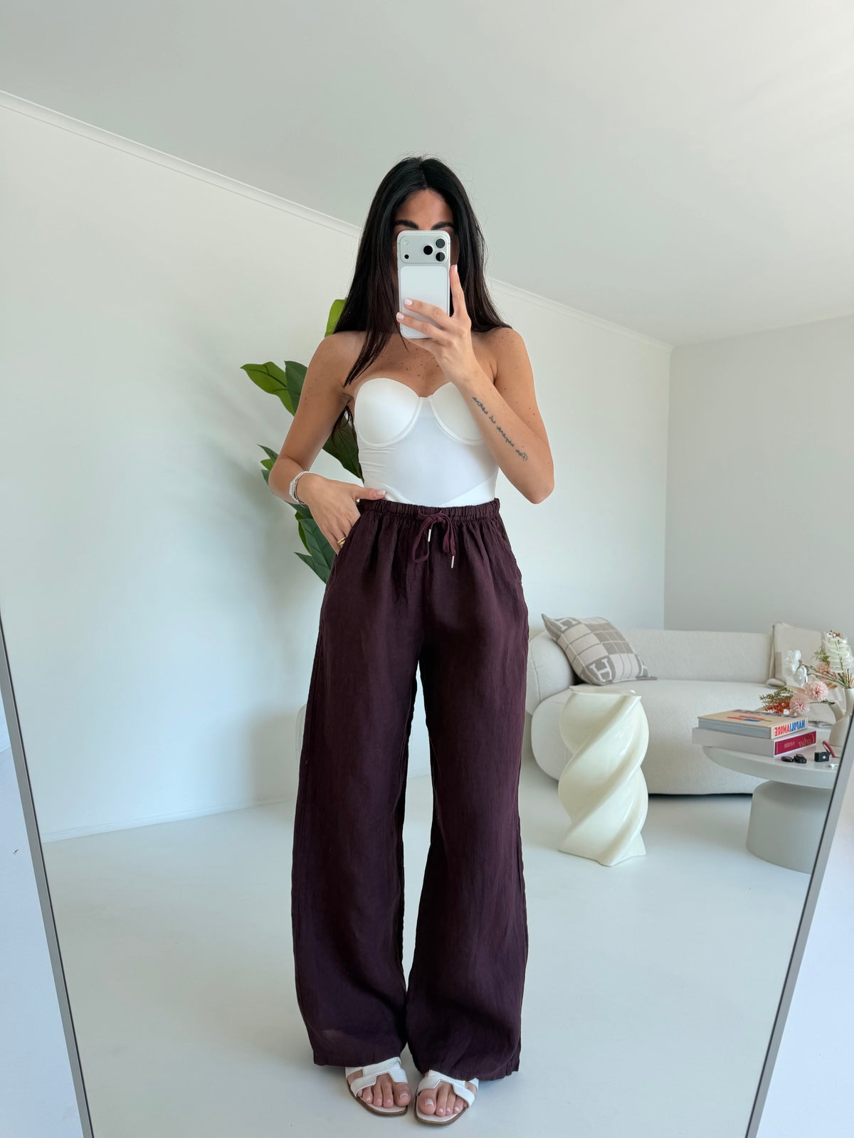 PANTALONE 100%LINO WINE