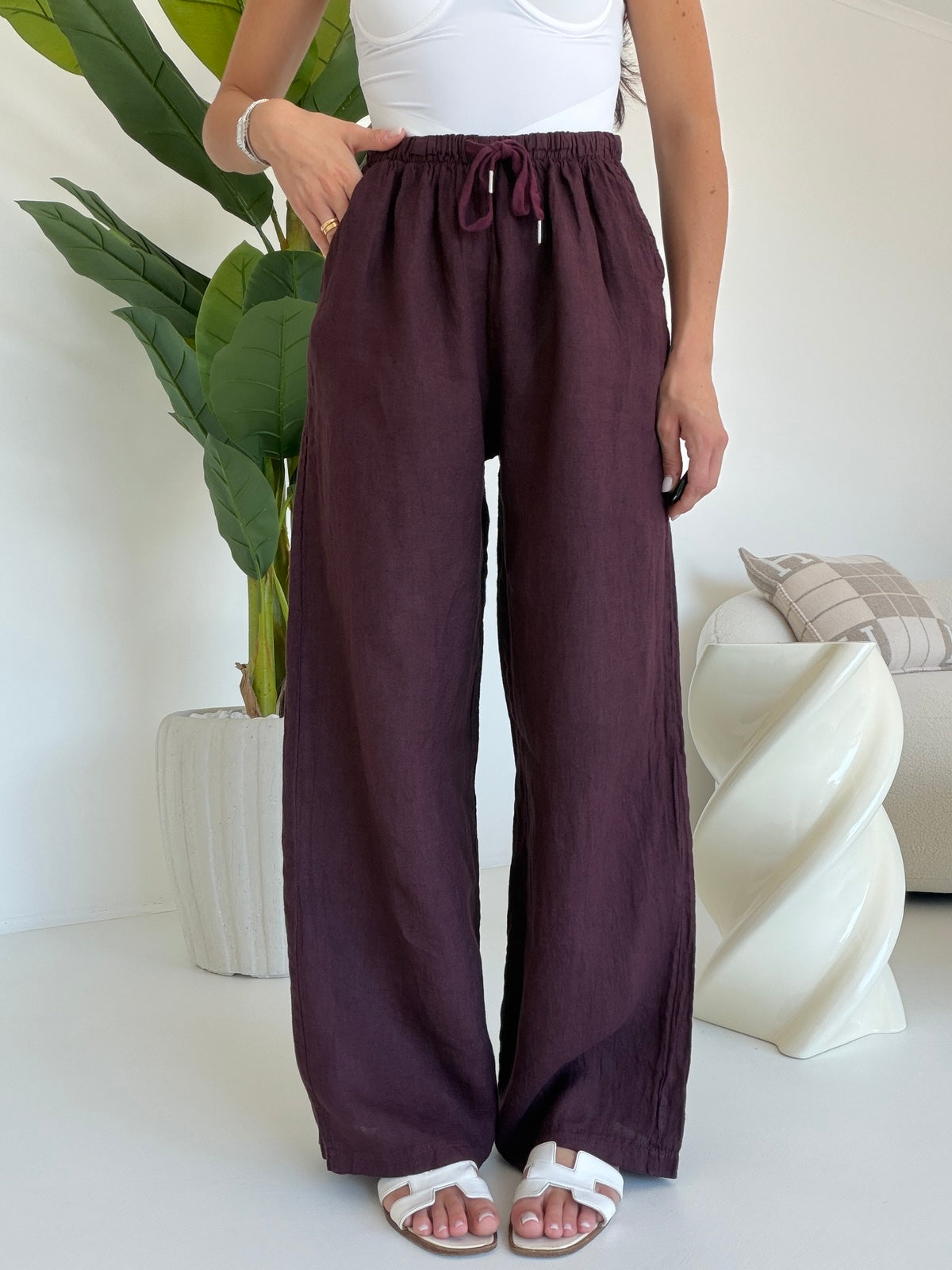 PANTALONE 100%LINO WINE