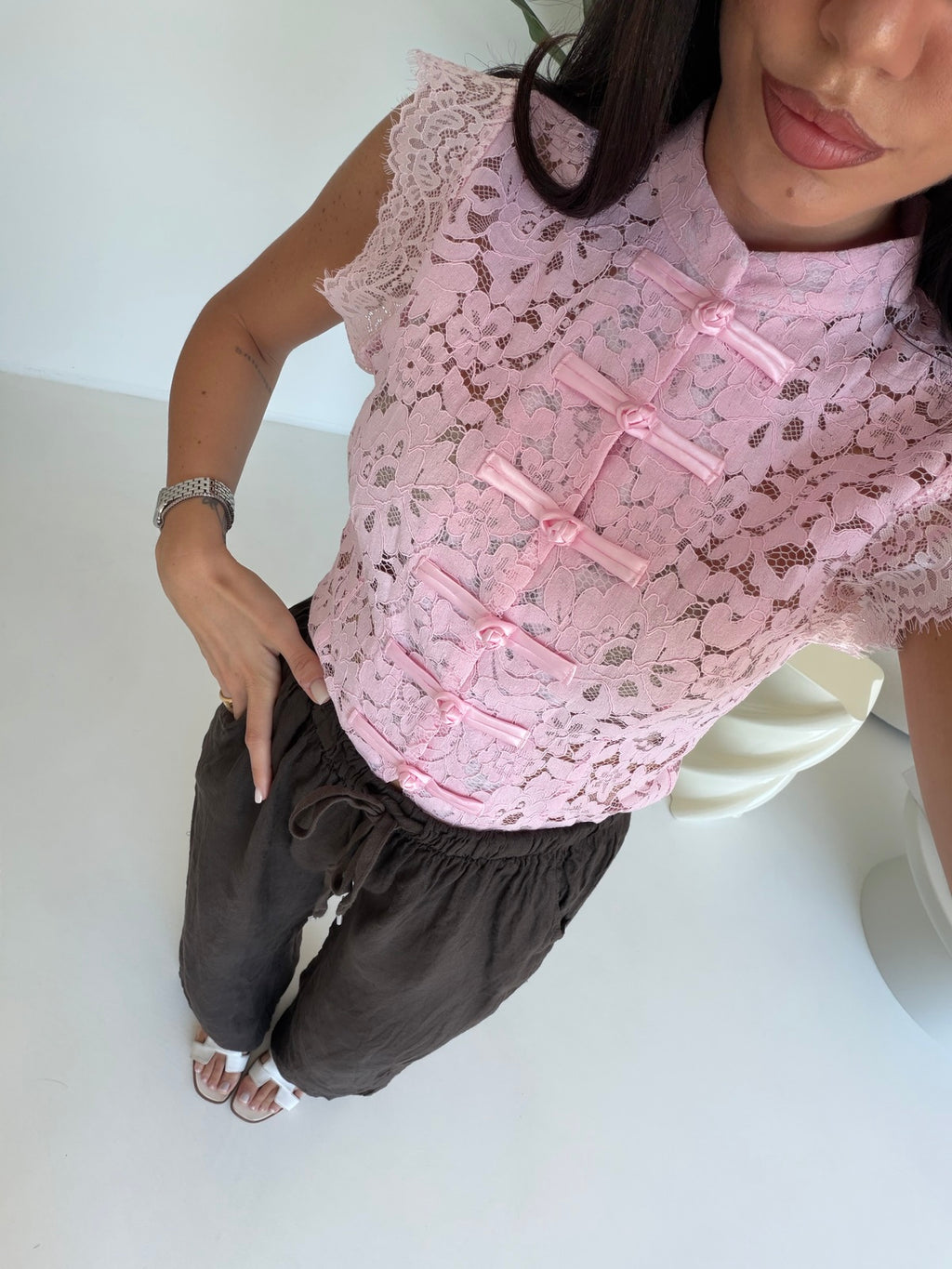 PANTALONE 100%LINO CHOCO