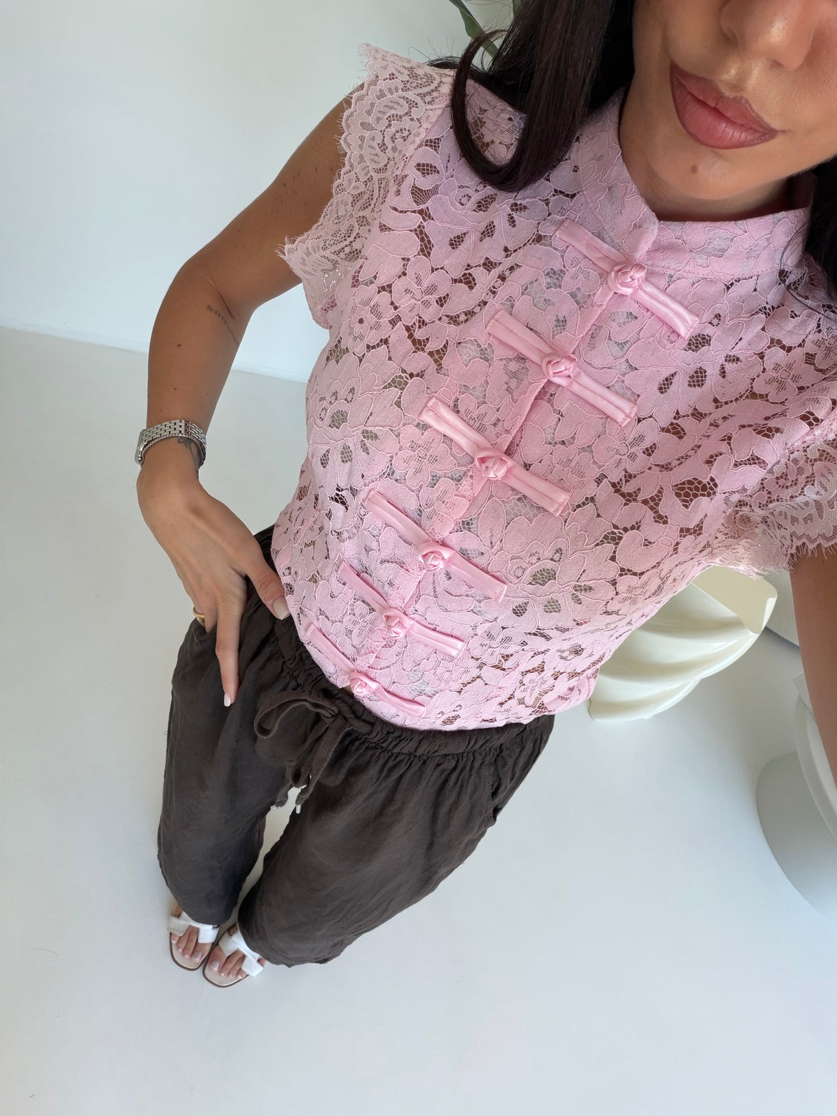 PANTALONE 100%LINO CHOCO