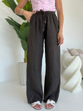 PANTALONE 100%LINO CHOCO