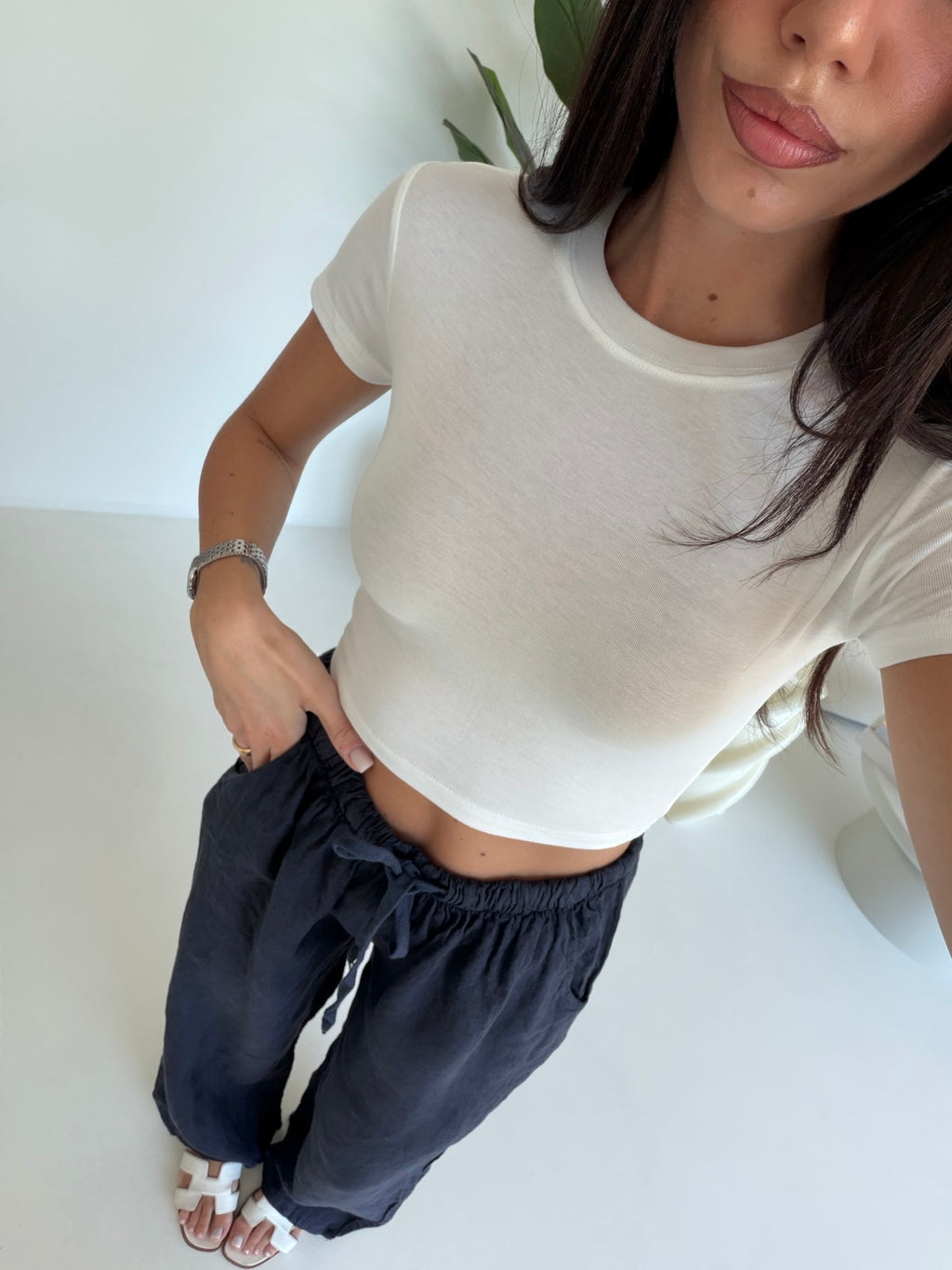 PANTALONE 100%LINO NAVY