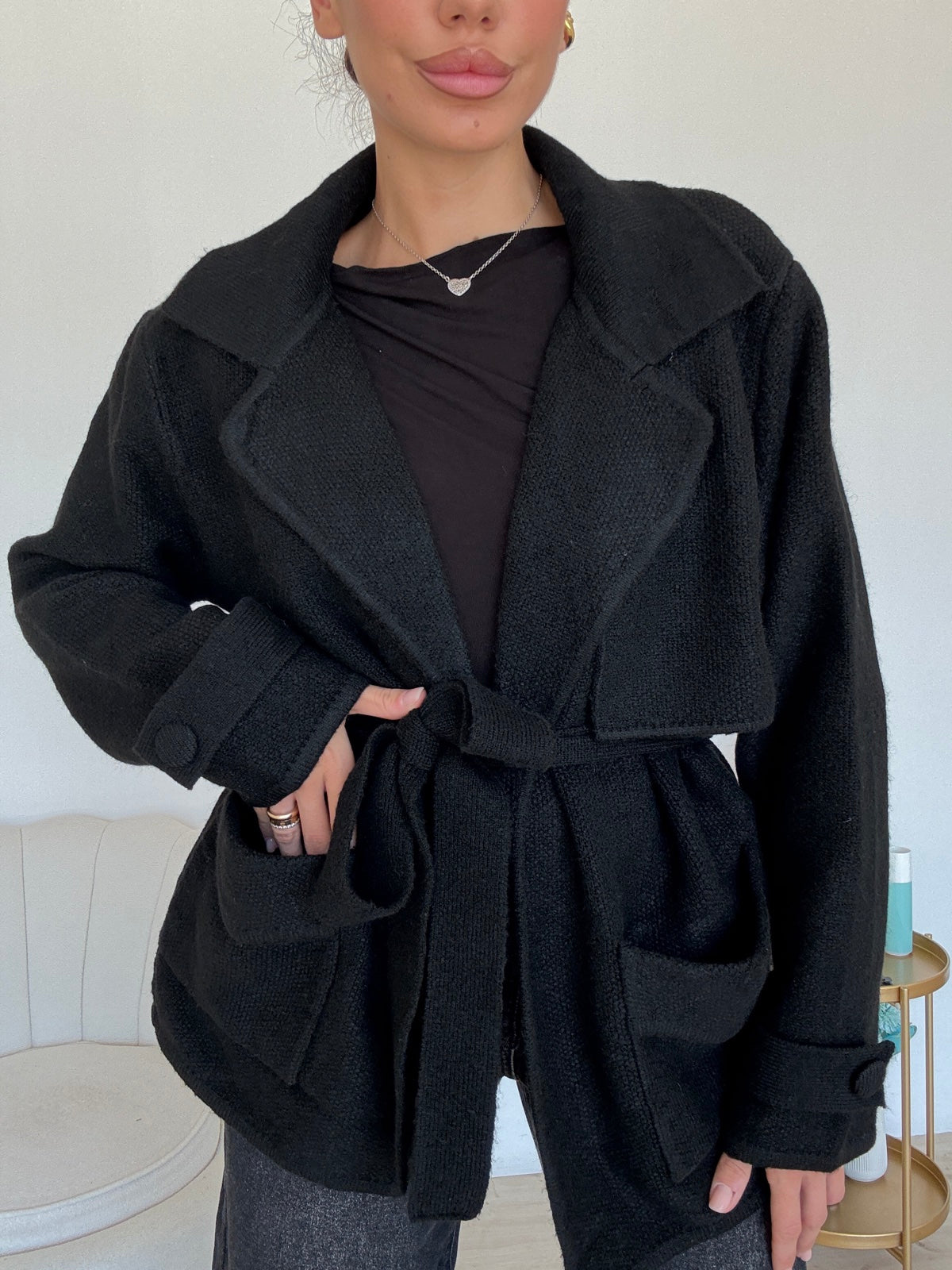 AN64821-MAXI CARDIGAN CHARLOTTE NERO