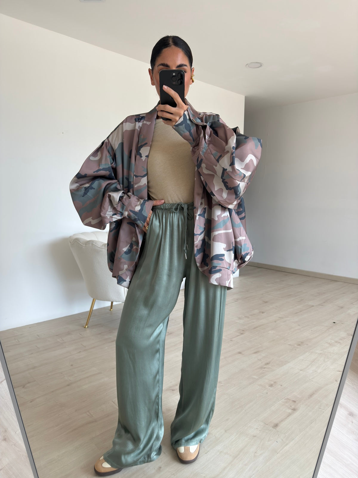 PANTALONE SATIN MILITARE