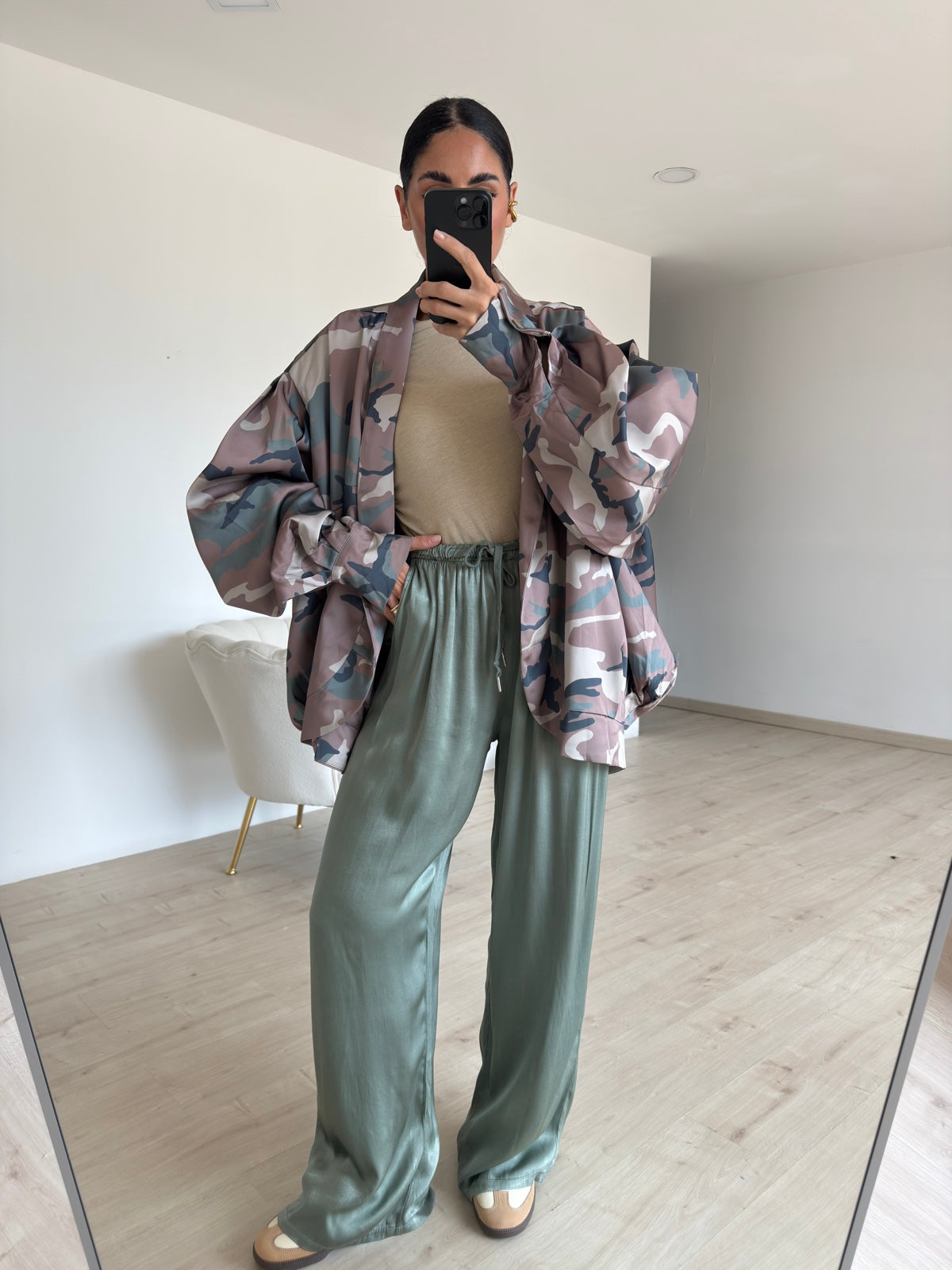 PANTALONE SATIN MILITARE