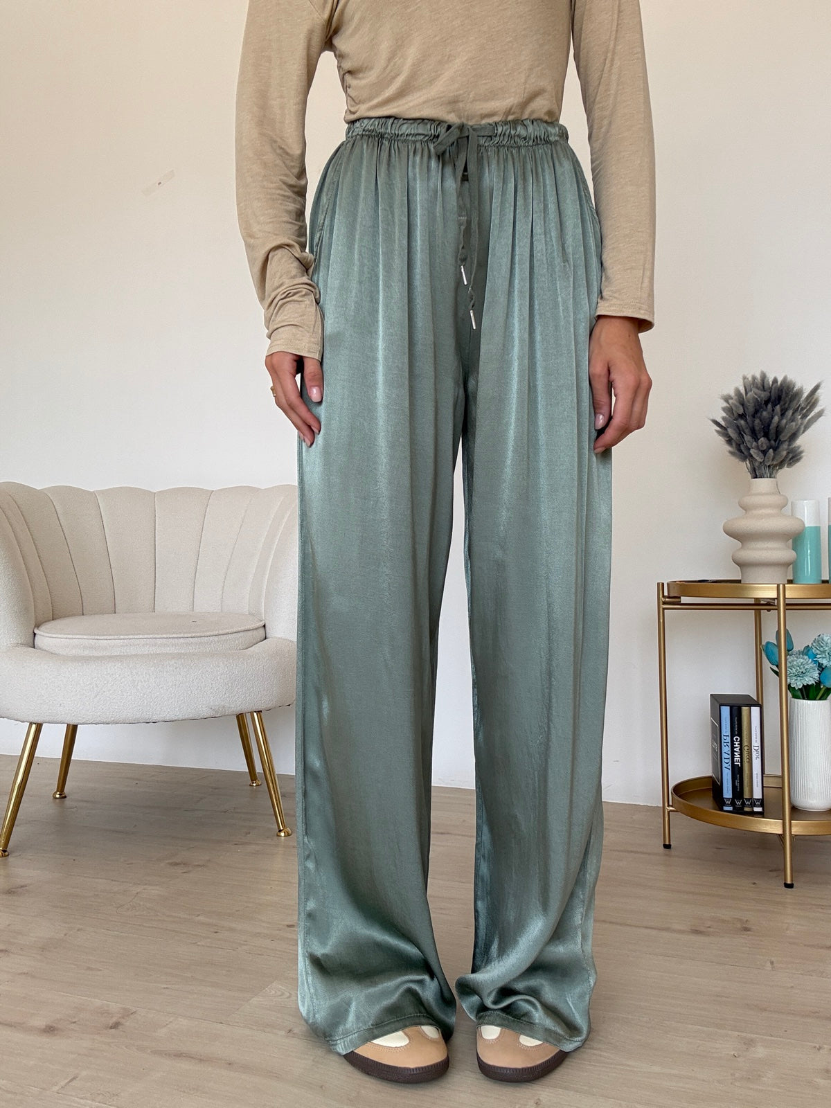 PANTALONE SATIN MILITARE