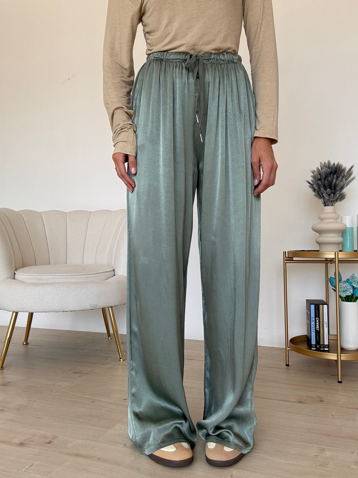 PANTALONE SATIN MILITARE