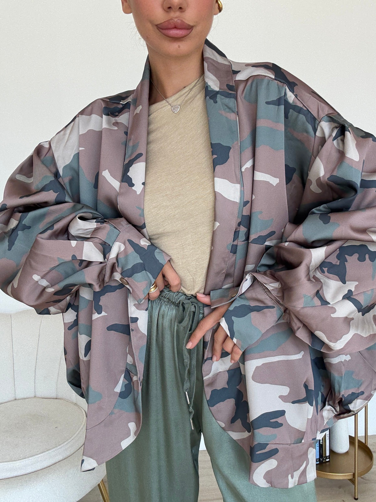 V11061-GIACCA SATIN CAMOUFLAGE