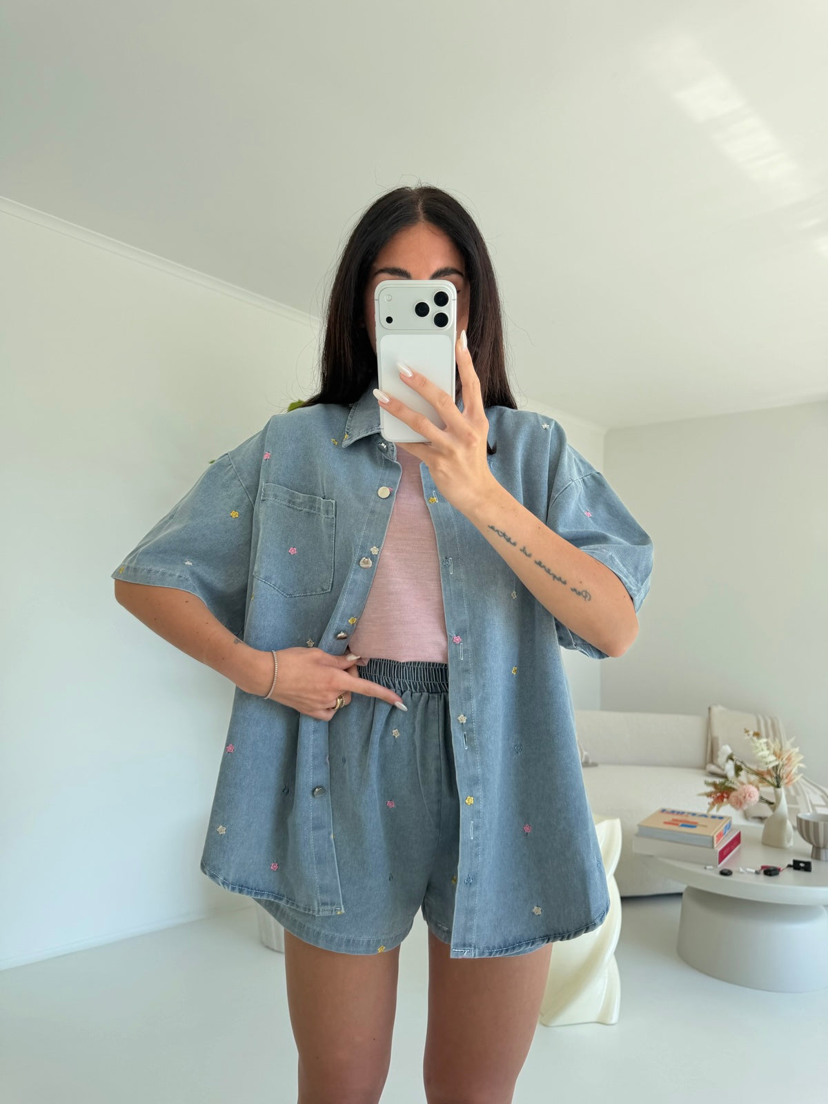 2779-COORDINATO DENIM FLOWERS