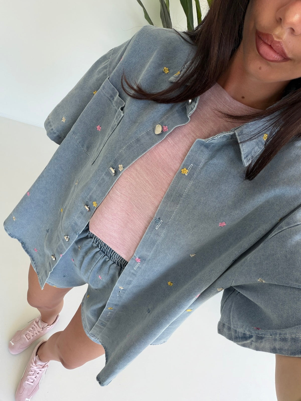 2779-COORDINATO DENIM FLOWERS
