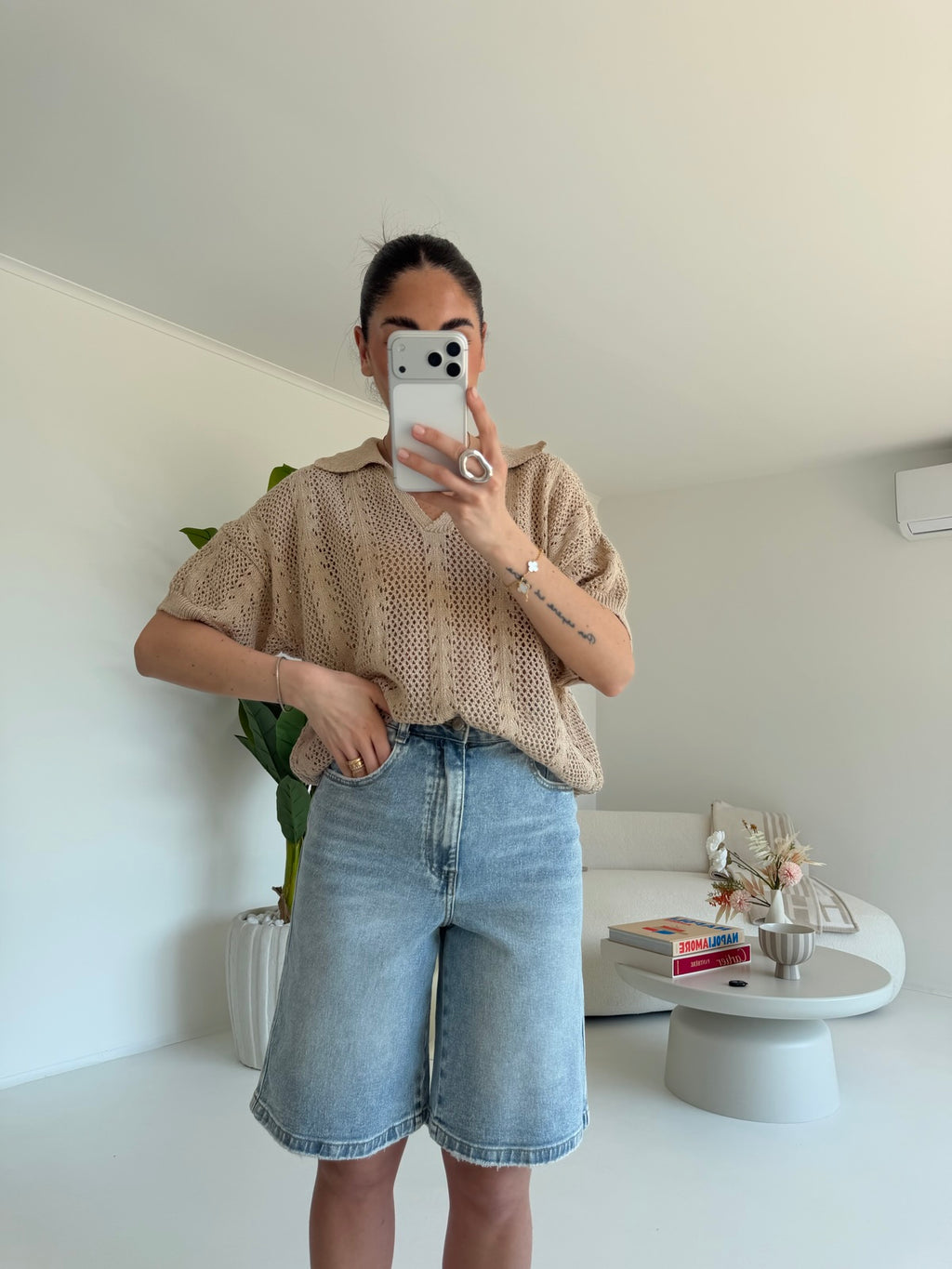 POLO CROCHET TAUPE