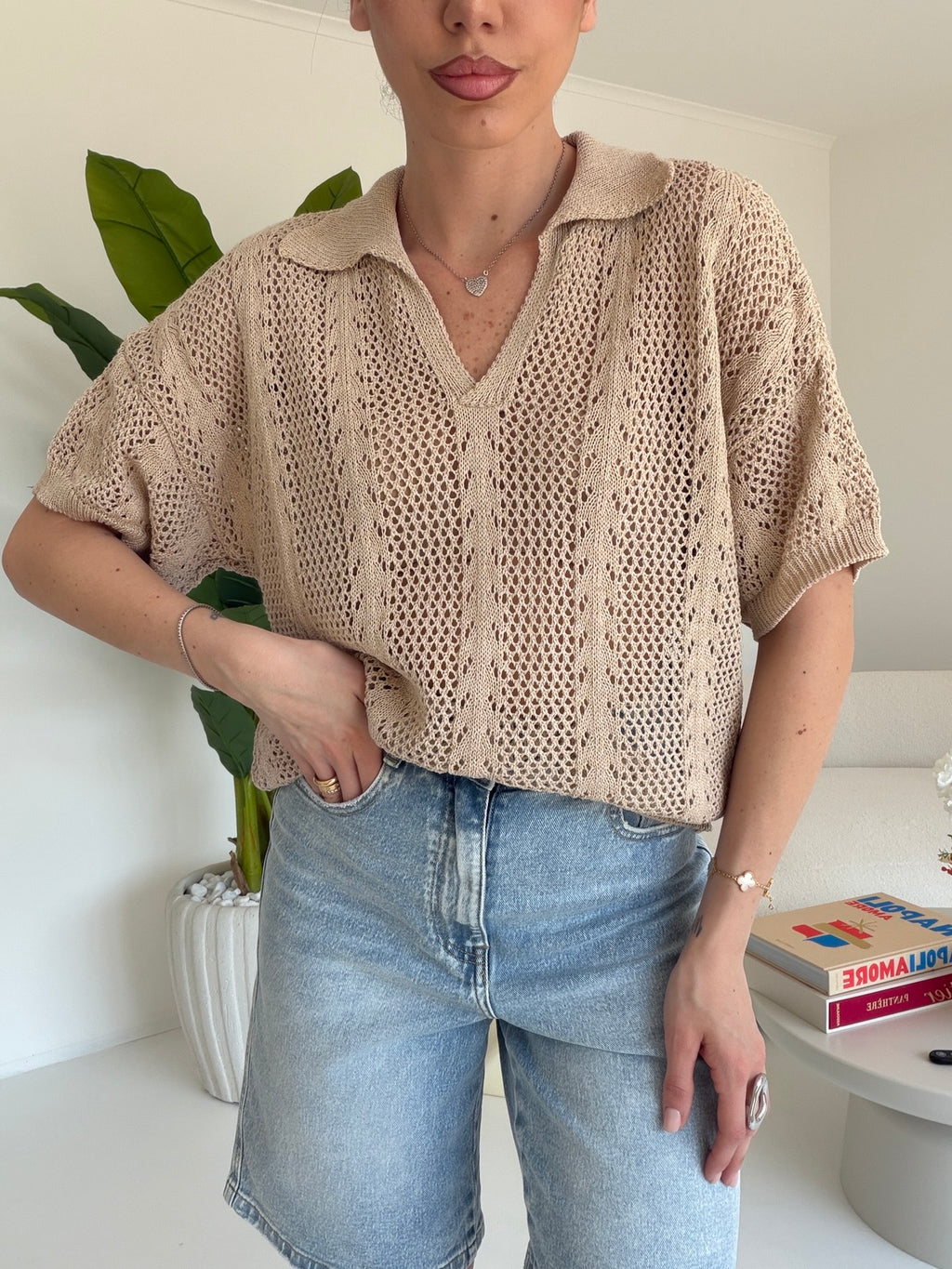 POLO CROCHET TAUPE