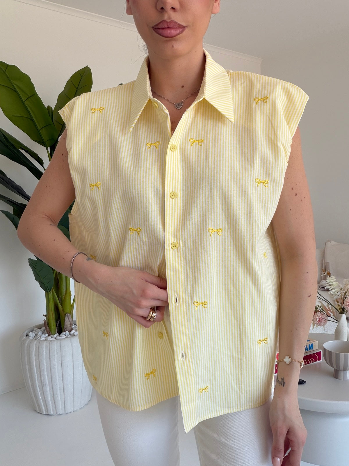 G68130-CAMICIA FIOCCHETTI YELLOW