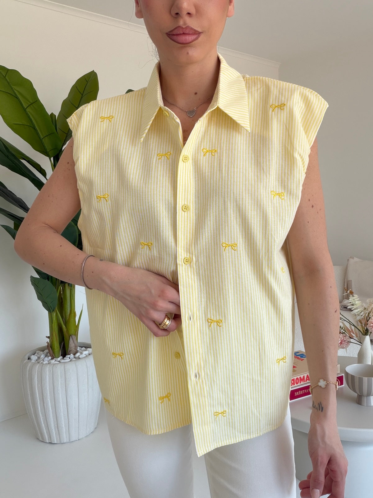 G68130-CAMICIA FIOCCHETTI YELLOW