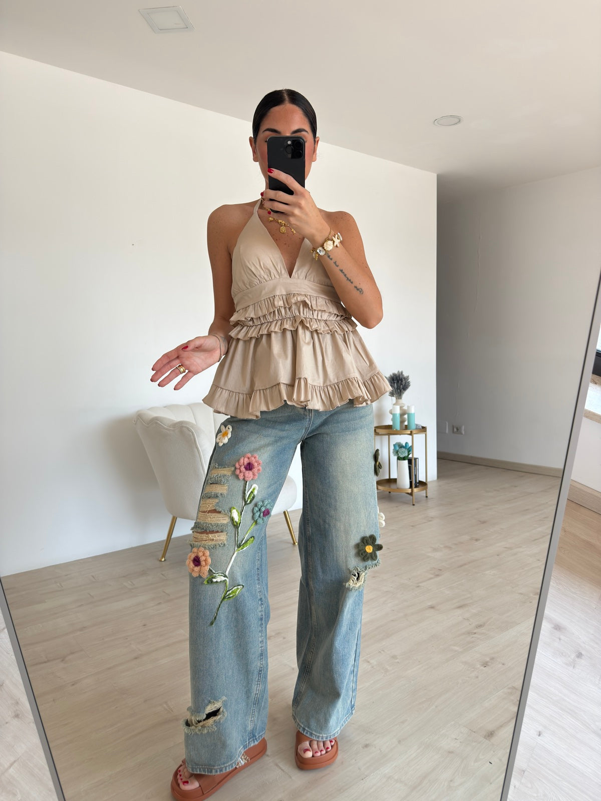 MI2569-JEANS PALAZZO HAPPINESS