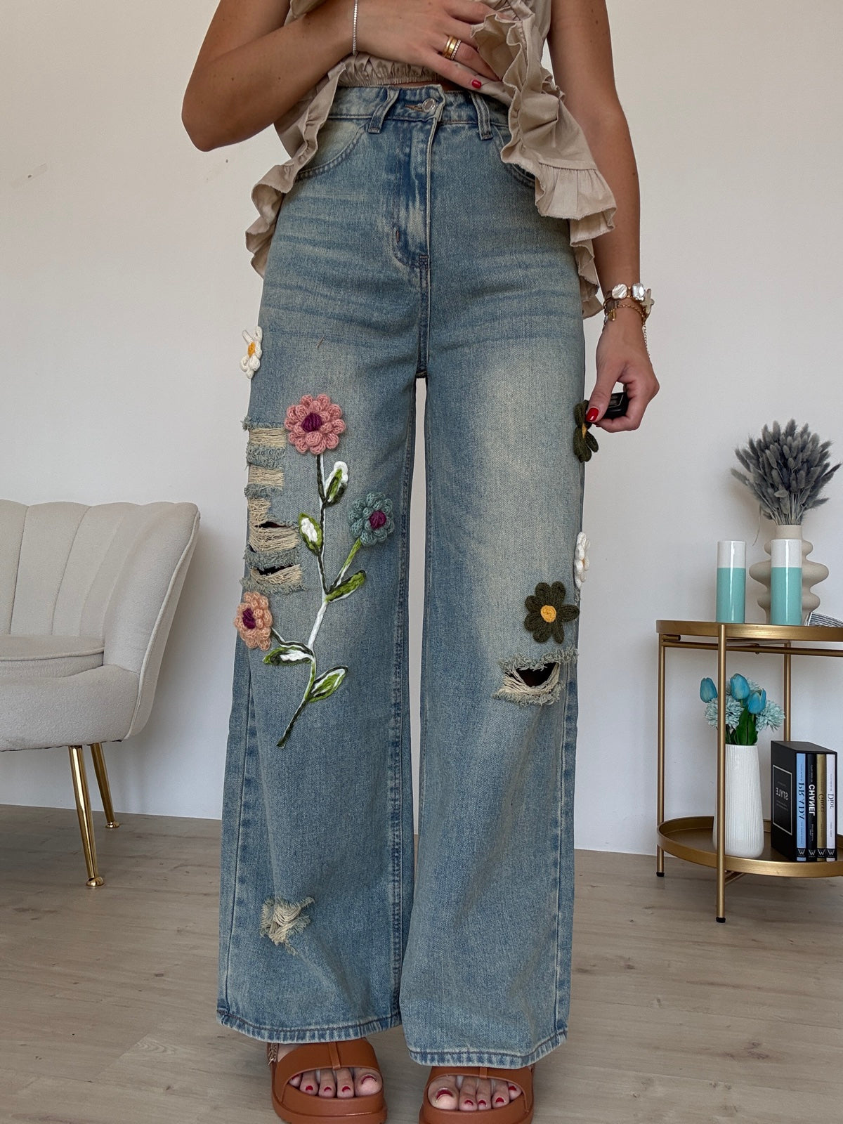 MI2569-JEANS PALAZZO HAPPINESS
