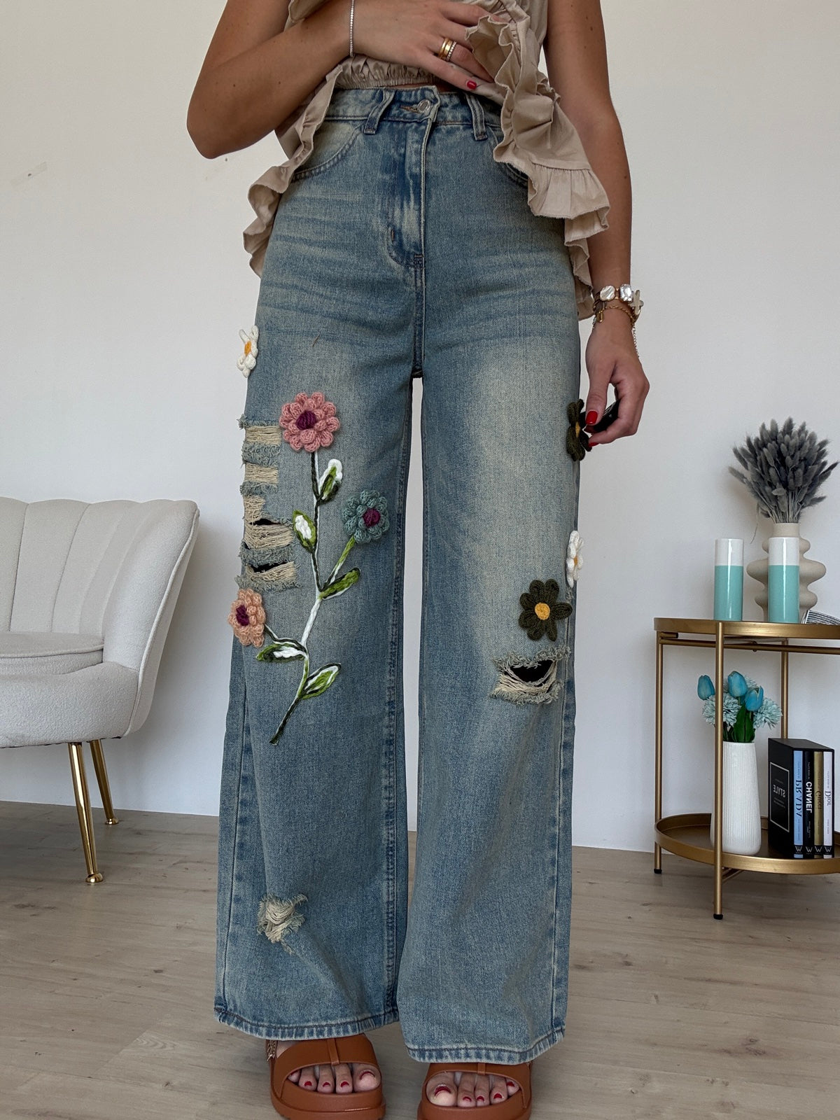 MI2569-JEANS PALAZZO HAPPINESS