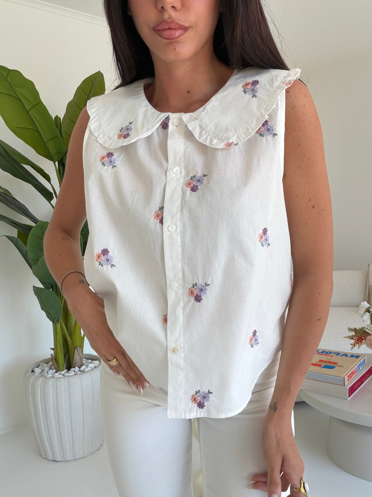 G68181-CAMICIA FLOWER MILK