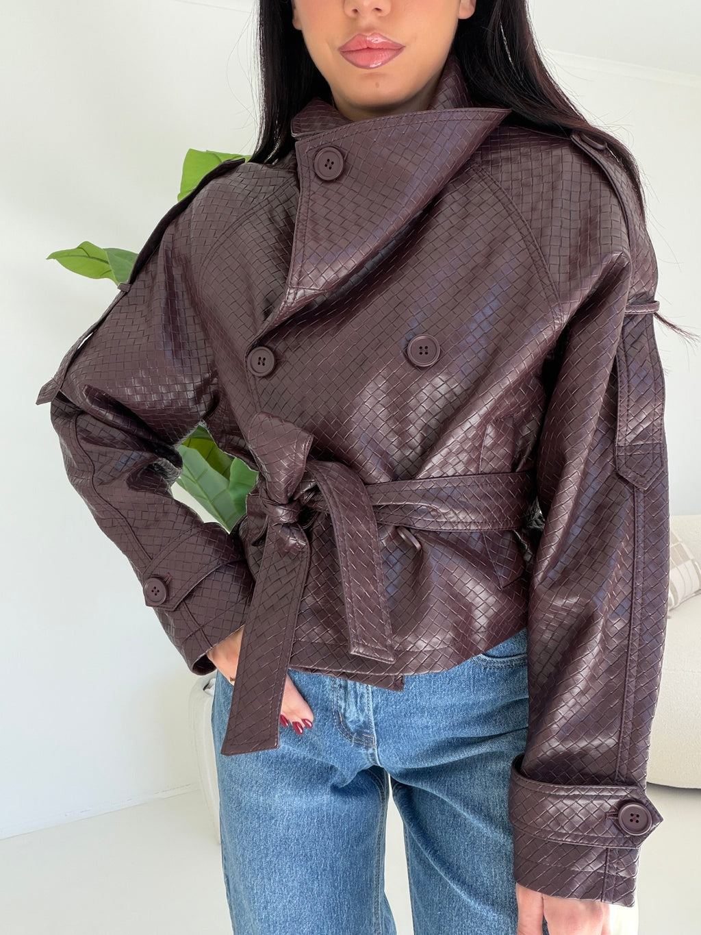 DD122-TRENCH ECO PELLE WINE