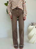 D009-50-JEANS PALAZZO SFRANGIATO TAUPE