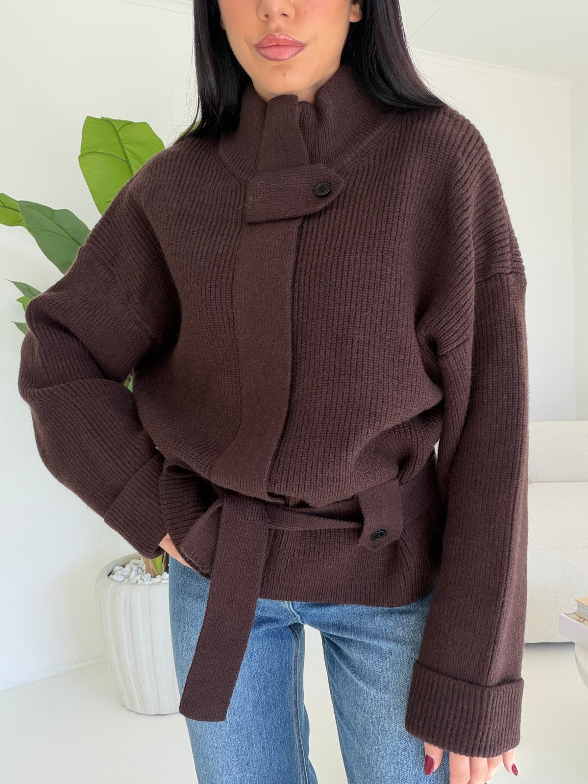 6158-MAXI CARDIGAN CHOCO