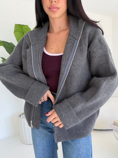 6158-MAXI CARDIGAN GREY
